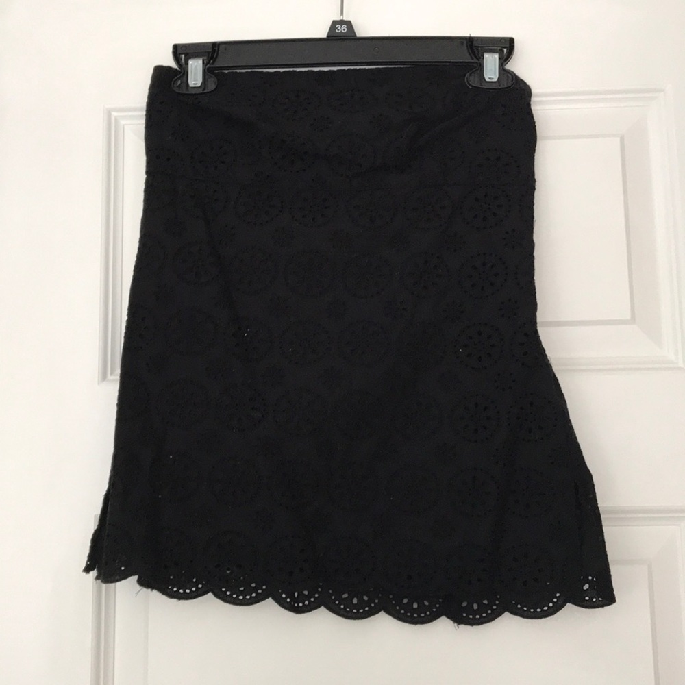 J crew black eyelet strapless top